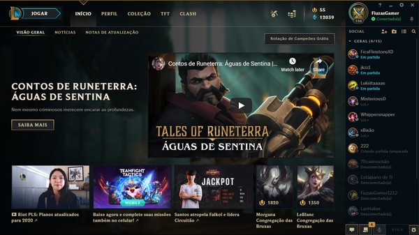 League of Legends menu principal