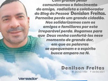 Denilson Freitas, morreu vítima de covid-19 na manhã deste domingo (04)