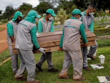 Enterro de vítima da Covid-19 no cemitério Campo da Esperança, em Brasília (DF) 29/04/2021