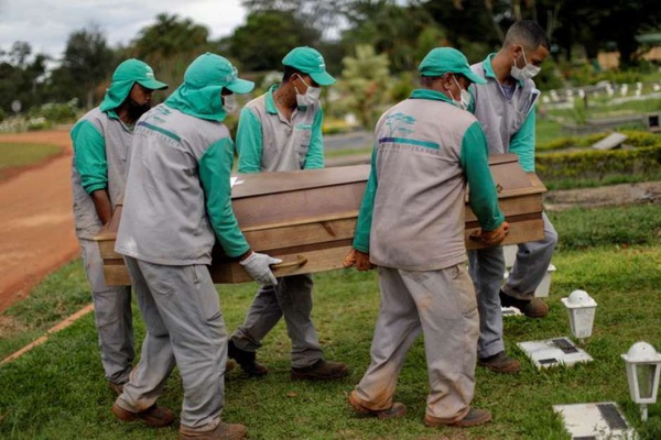 Enterro de vítima da Covid-19 no cemitério Campo da Esperança, em Brasília (DF) 29/04/2021