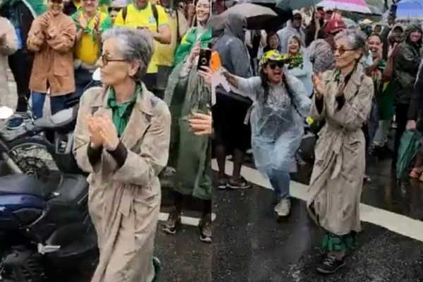 Cássia Kis chegou a ajoelhar no chão e rezar, durante a manifestação